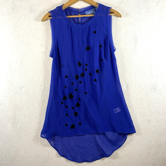 Womens Sheer Chiffon Tunic Top Sz M Cobalt Blue Whimsigoth‎ Fairy Grunge Witchy - Picture 1 of 15
